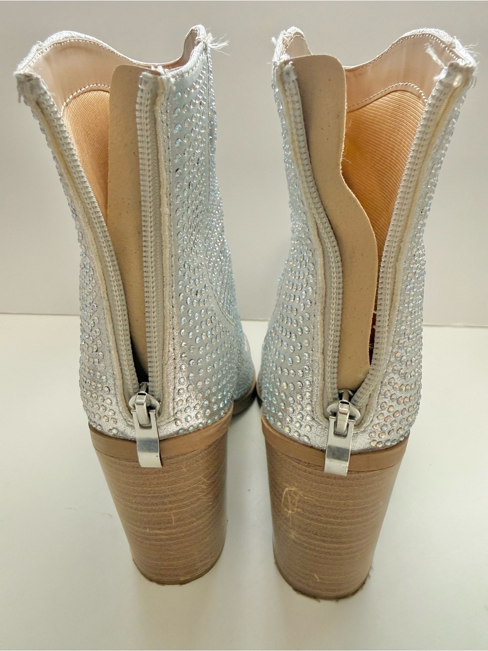 SHEIN Silver Crystal Embellished Western Booties - Women's Size 7.5 - Picture 5 of 14
